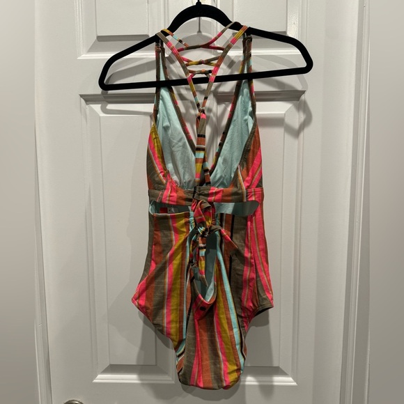 Prana Fergusen One Piece Swimsuit - Cacti Soleil Stripe size large - Picture 6 of 11